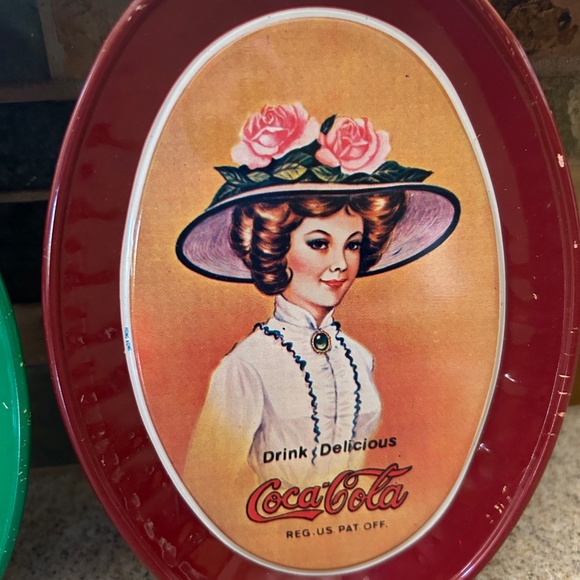 Vintage Mini Coca Cola Metal Tray Set - 4 - Picture 8 of 12